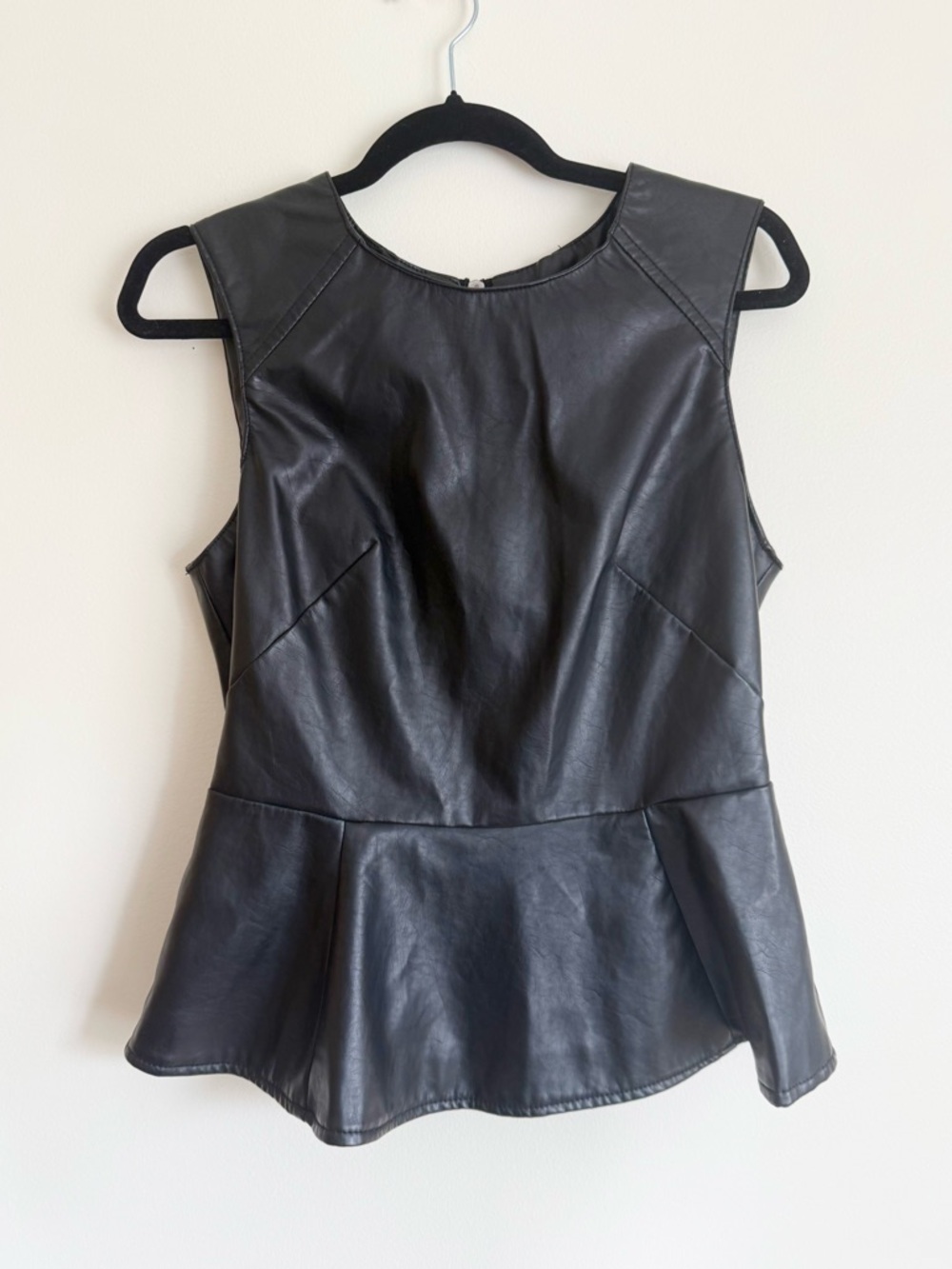 Faux Leather Peplum Top
